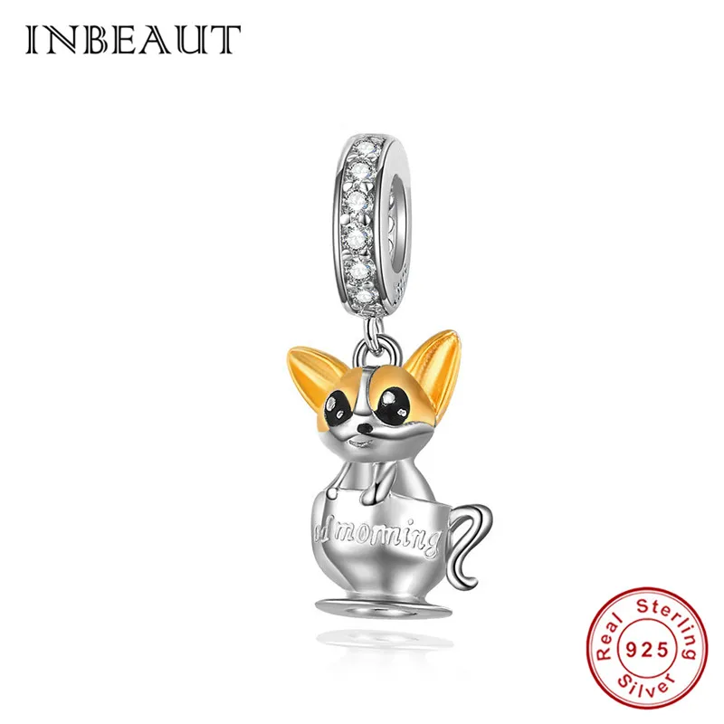 INBEAUT 100% 925 Sterling Silver Lovely Teacup Dog Charms fit Pandora Bracelet Zircon England Pet Beads for Jewelry Making INBEAUT 100% 925 Sterling Silver Lovely Teacup Dog Charms fit Pandora Bracelet Zircon England Pet Beads for Jewelry Making