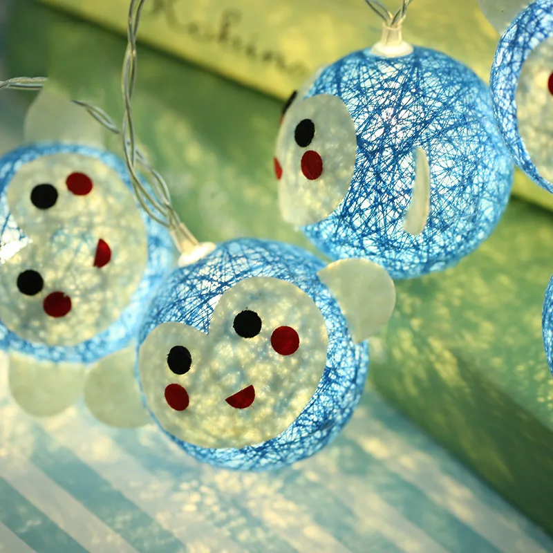 

10Led Fairy Monkey Panda Cotton Ball Battery Operated String Light 1.5m LED Decoration For Christmas Garland New Year gerlyanda