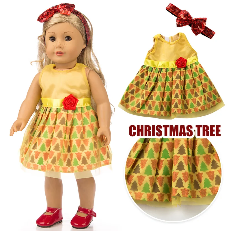 К платью+ hairbrand подходит для куклы Американская девочка одежда 18-дюймовые куклы, рождественский подарок для девочки( только одежды