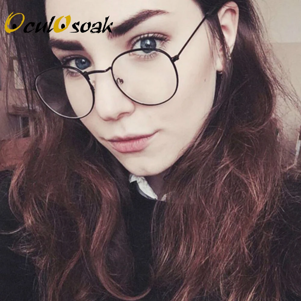Круглые очки с прозрачными линзами для близоруких|Женские кадры| |