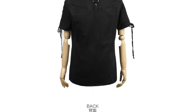 Панк рейв Мужская Готическая Повседневная Тяжелая Металлическая черная блузка стимпанк рок мужские топы рубашка короткий рукав индивидуальная летняя блузка