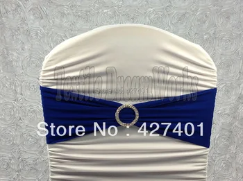 

Hot Sale Blue Spandex Bands / Lycra Band With Round Diamond Buckle With Pin For Wedding & Banquet