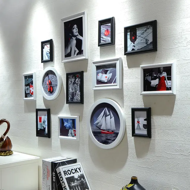 Sweet Stylish Four Colors Wall Hanging Photo Frames Set Hallway 15 pcs