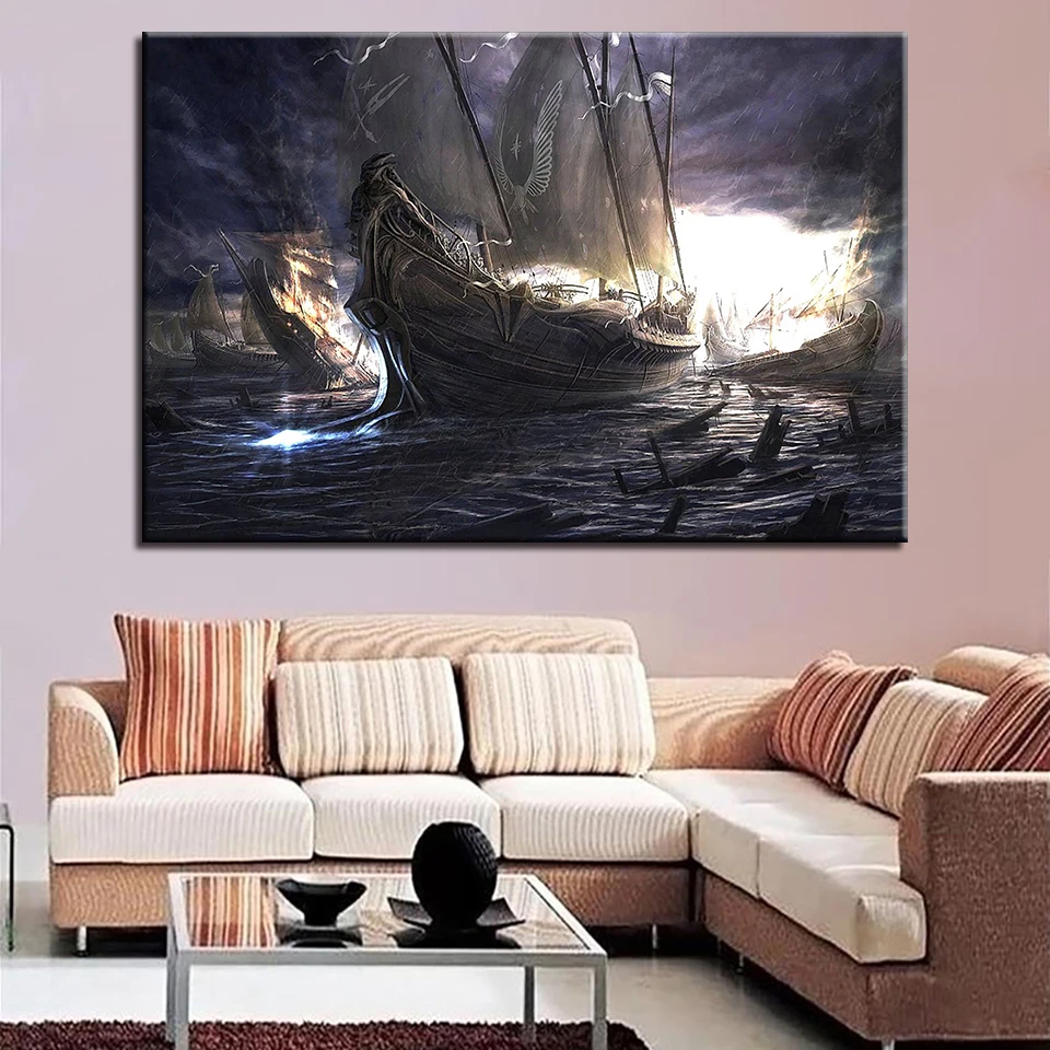 

Artwork Poster Canvas Painting 1 Pieces HD Prints Home Sail Ship Decor Wall Art Landscape Living Room Creative Modular Pictures
