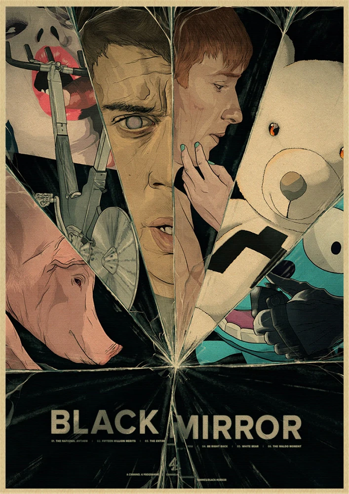 Classic Movie Black Mirror Vintage Kraft Paper Poster Good Quality Painting Retro Poster For Home Bar Wall Deco - Цвет: Небесно-голубой