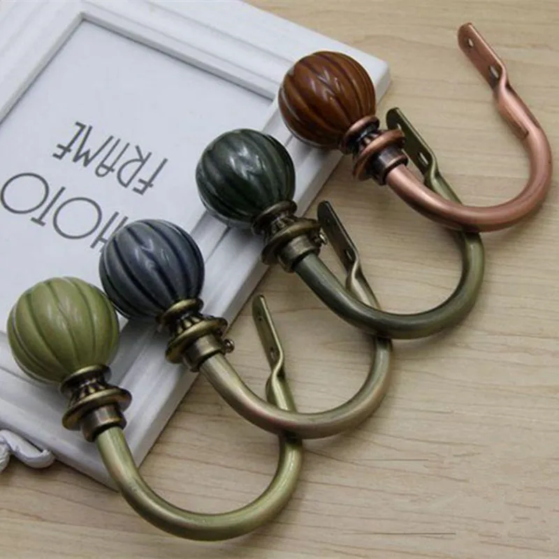 1 Pair U Shape Ceramics Curtain Hooks Pothook Wall Tiebacks Tassel