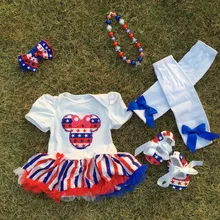 Коллекция года,, детский комбинезон 4 июля, мини-платье, патриотическая юбка-американка с аксессуарами, Июльские наряды для маленьких девочек