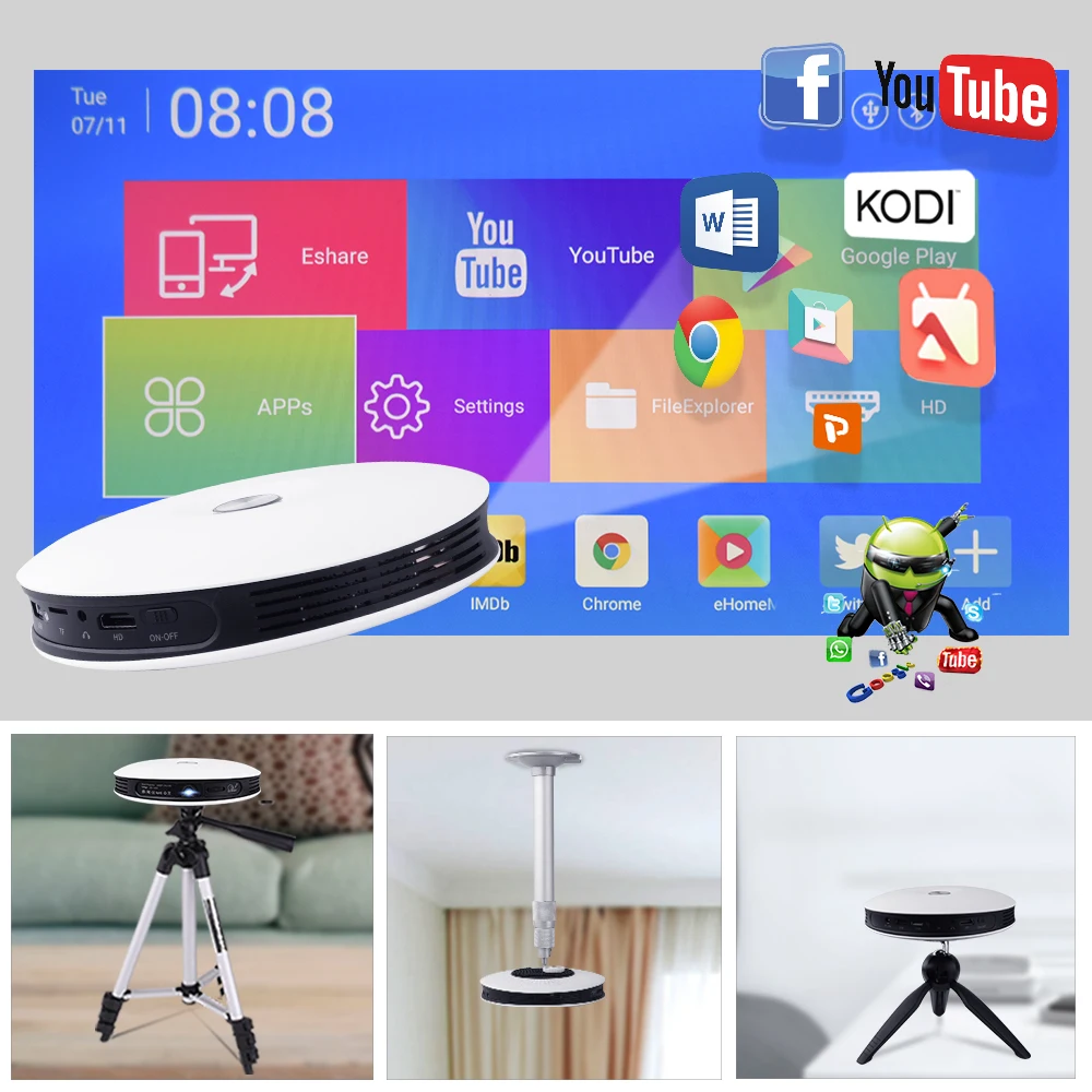 Портативный домашний кинотеатр TouYinger G4 Android DLP 2D в 3D проектор Wi Fi для телефона Full HD