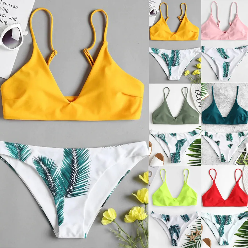

Tops Fashion Sport Product Women Print Push-Up Padded Bra Beach Bikini Set Swimsuit Beachwear Swimwear 30