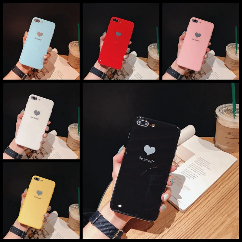 Glossy The mirror Candy Cell Phone Case For iPhoneX S MAX XR X 10 6 s 6s 7 8 Plus 7Plus 8Plus glass Silicon Back Cover love coqu |