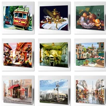 Кантри город DIY живопись по номерам Современная Настенная живопись ручная роспись маслом на холсте для домашнего декора