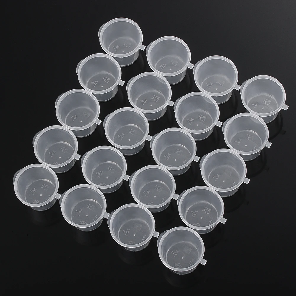 25Pcs 25ml/27ml/45ml Disposable Small Pigment Paint Box Palette Plastic Takeaway Sauce Cup Containers Food Box with Hinged Lids