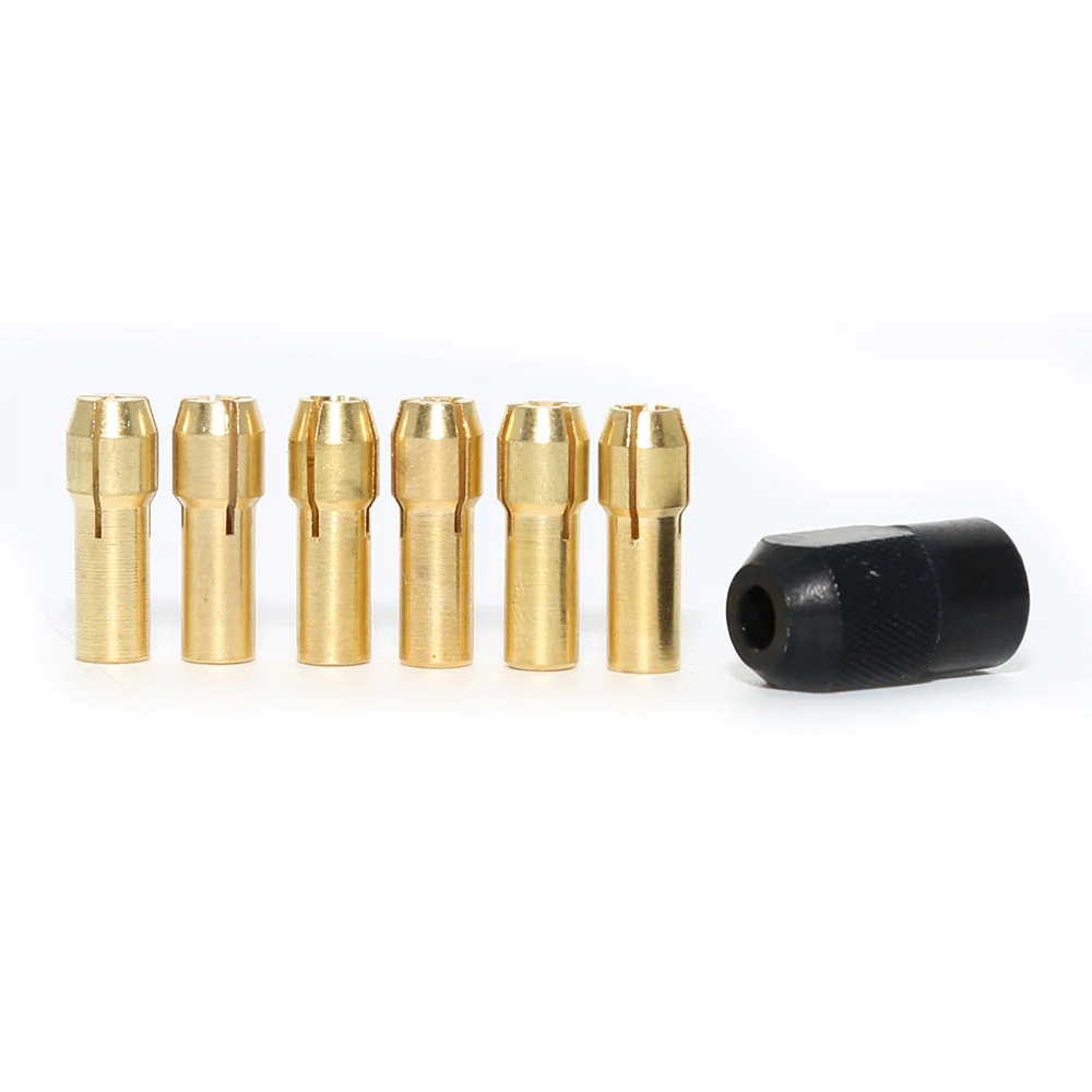 6pcs/Set Brass Collet Chuck Collet Clamp Collet Holder Sleeves Grasp Capacity Range 1mm 3.2mm
