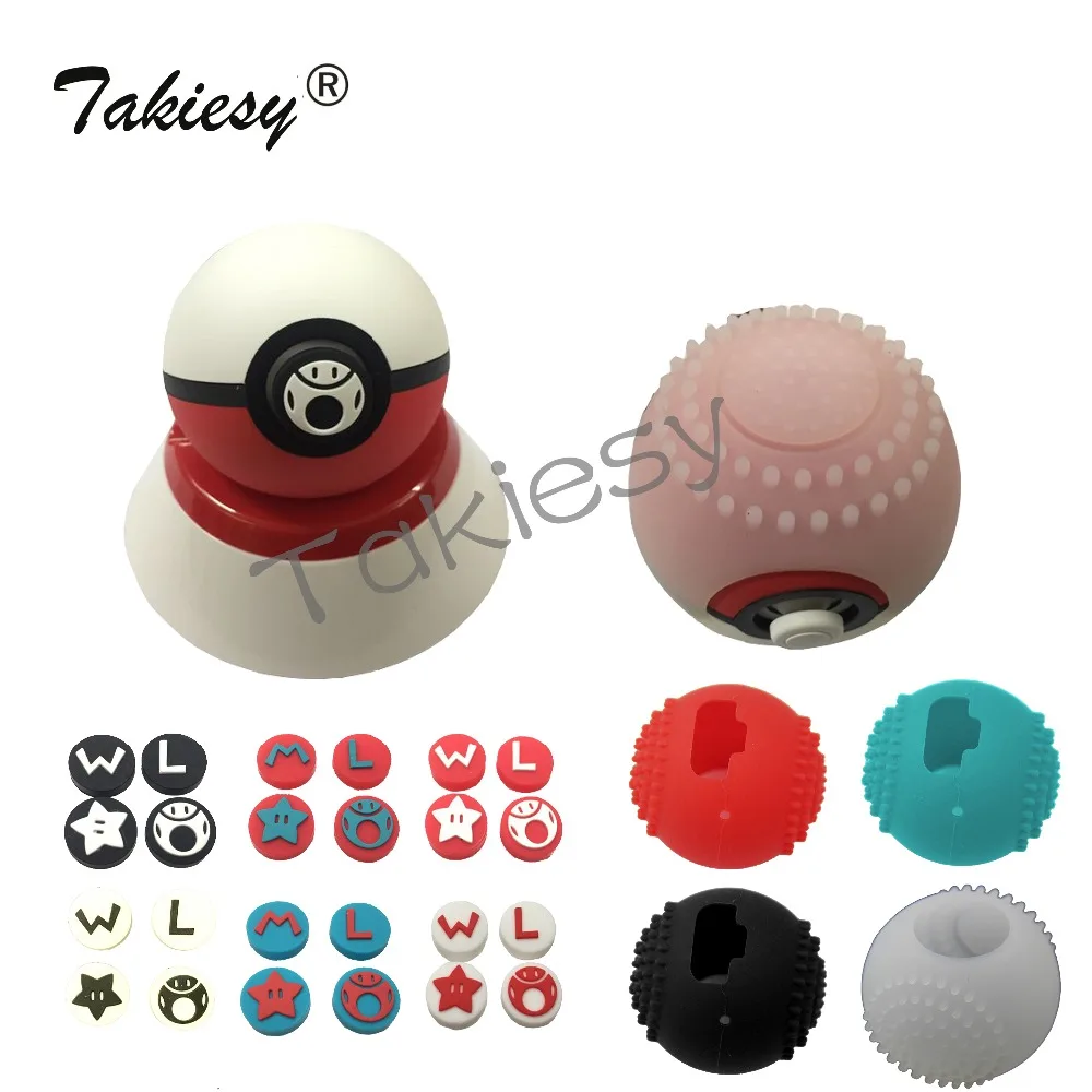 

Thumb Grips Caps Cover Guards For NS Poke Ball Plus Controller+Protective silicone case For Nintend Switch Pokeball Eevee