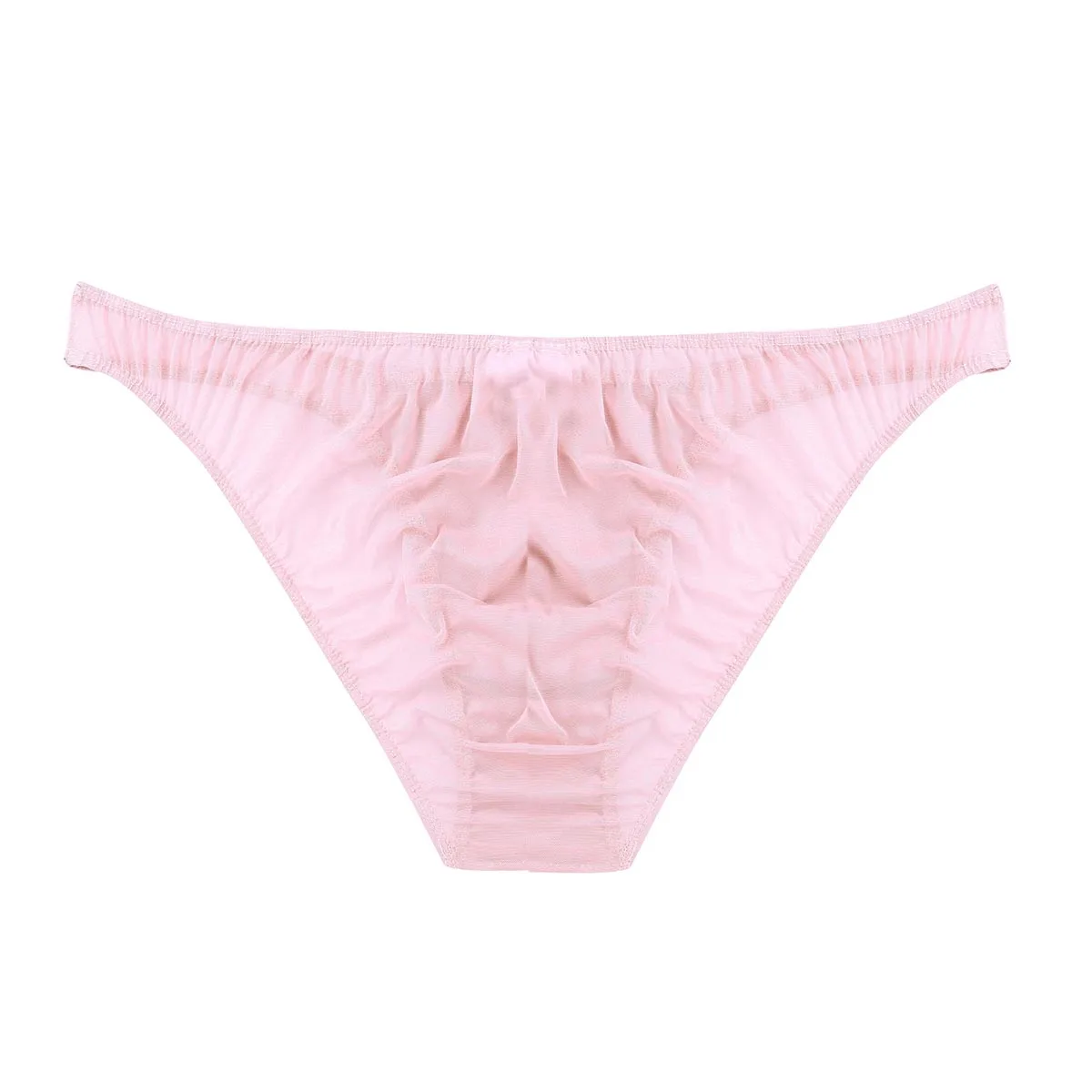 Male Mens Underwear Soft Breathable Sheer Mesh Lingerie Shiny Ruffle Bikini Briefs Sissy Panties Gay Swimwear Male Underpants