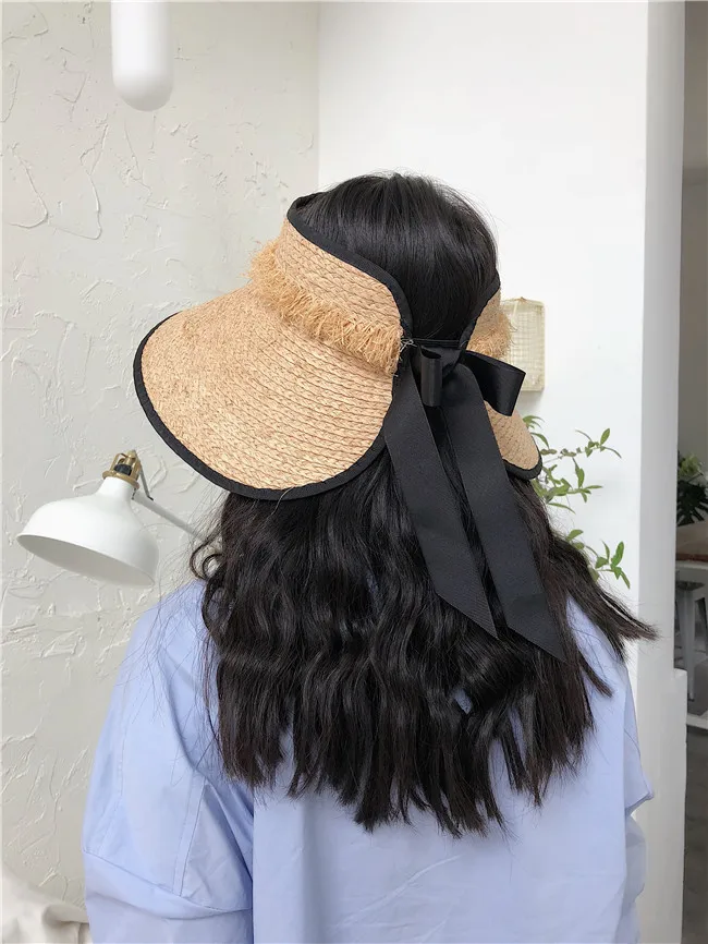  Sun hat summer hat for women beach hat ladies straw  raffia hat sun visor hat women sun visor straw raffia sun visor caps (3)