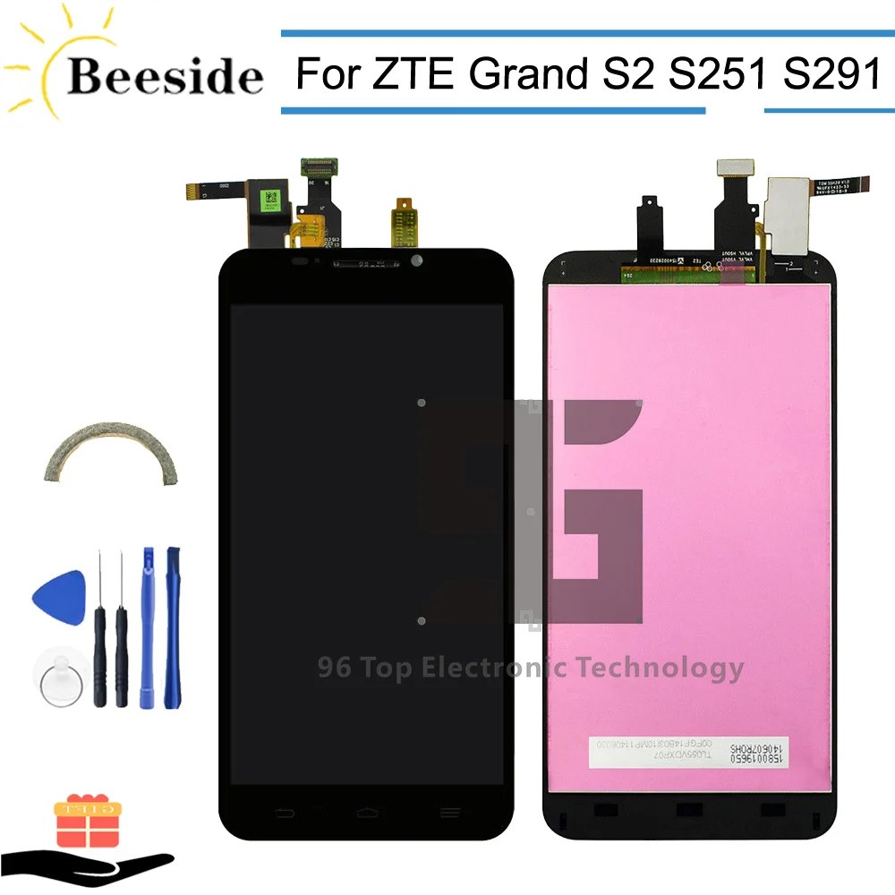 AA+ качество ЖК-дисплей 5,5 ''черный для zte Grand S2 S 2 II S251 S291 S252 S221 ЖК-дисплей Дисплей Сенсорный экран дигитайзер в сборе для замены