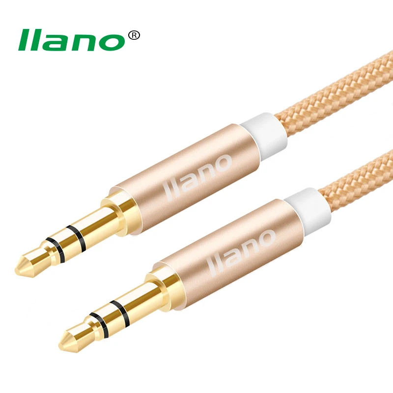 Beste Llano Nylon Vlecht 3.5mm Jack Audio Kabel Vergulde Male naar Male Stereo Aux Kabel voor iPhone Hoofdtelefoon Auto MP4 Speaker