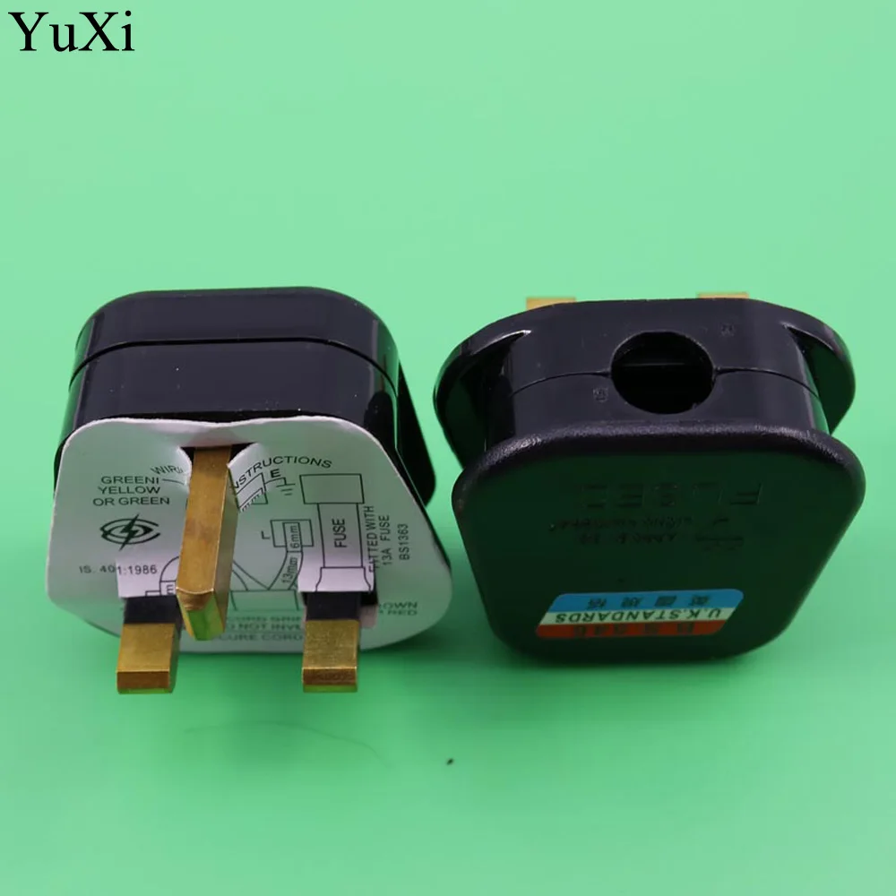

YuXi Black Plastic Housing 3 Pin UK Plug Power Adapter AC Grounded 250V UK13A connector wire converter