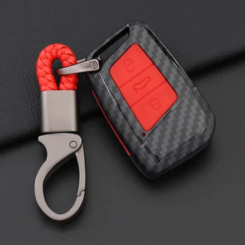 

Car Remote Carbon fiber Silicone Key Case For 2016 2017 VW Passat B8 Skoda Superb A7 Key Cover Key Pocket Shell Skin Keychain