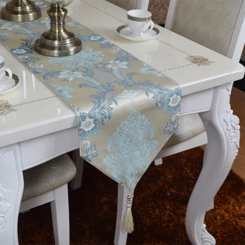 

Fashion Amazing European style blue gray table runner Lace Luxury Table flag
