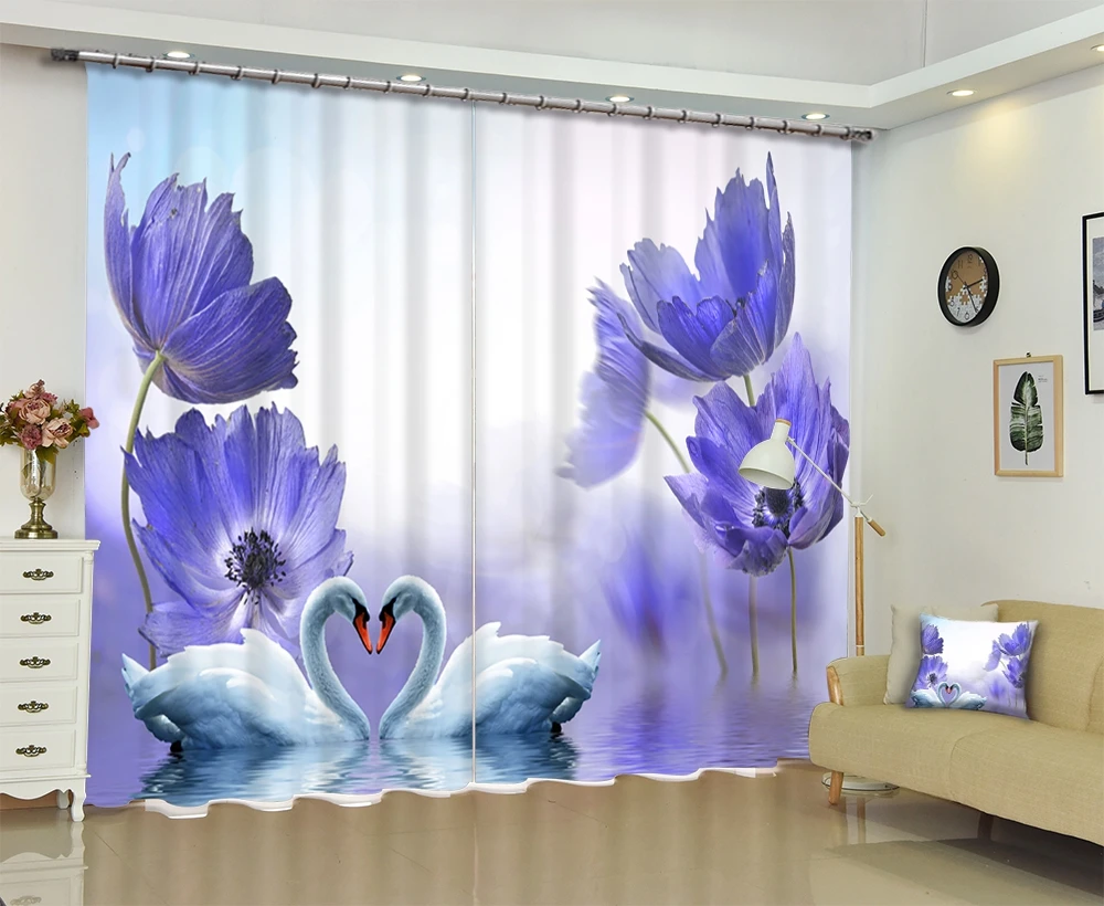 Роскошные затемненные 3D оконные шторы для гостиной девушки спальни шторы Cortina Rideaux Индивидуальный размер фиолетовые цветы наволочка