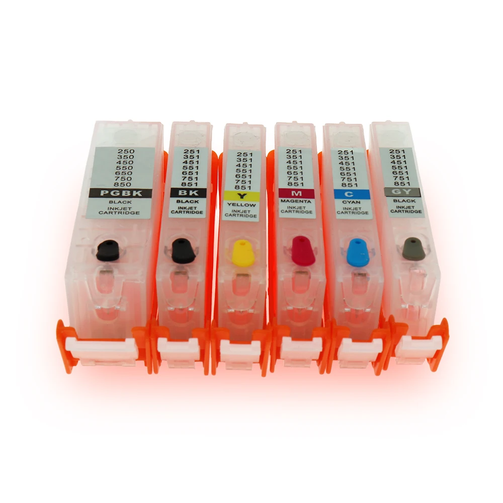 Многоразовый картридж для чернил Canon PIXMA MG6340/ MG7140/ iP8740/ MG7540 6 цветов с чипами ARC