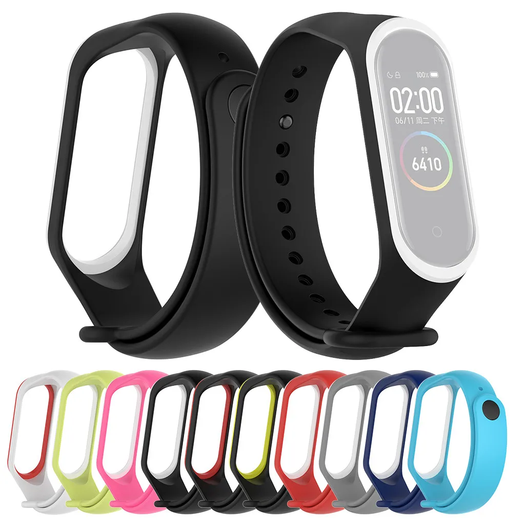 Браслет Correa Mi Band 4 для Xiaomi спортивный мягкий силиконовый двухцветный браслет