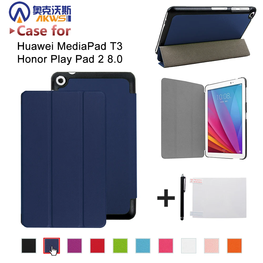 

Smart protective PU leather cover case for Huawei MediaPad T3 8.0 KOB-L09 KOB-W09 for 8'' Tablet PC for Honor Play Pad 2 8.0