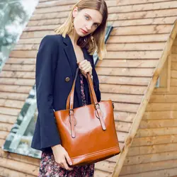 Для женщин кожаные сумочки Повседневное коричневые сумки через плечо сумка Топ-ручка сумка из натуральной кожи сумка