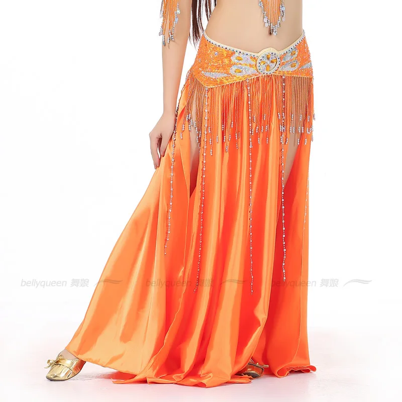 Сексуальный костюм для танца живота юбка Святой 2 сторона юбка-макси платье 14 цветов - Цвет: orange