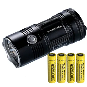 Price Free Shipping Nitecore TM06S + 4x 18650 Rechargeable Batteries SEARCH FLASHLIGHT CREE U3 LED 4000LM Beam Distance 359Meter Torch