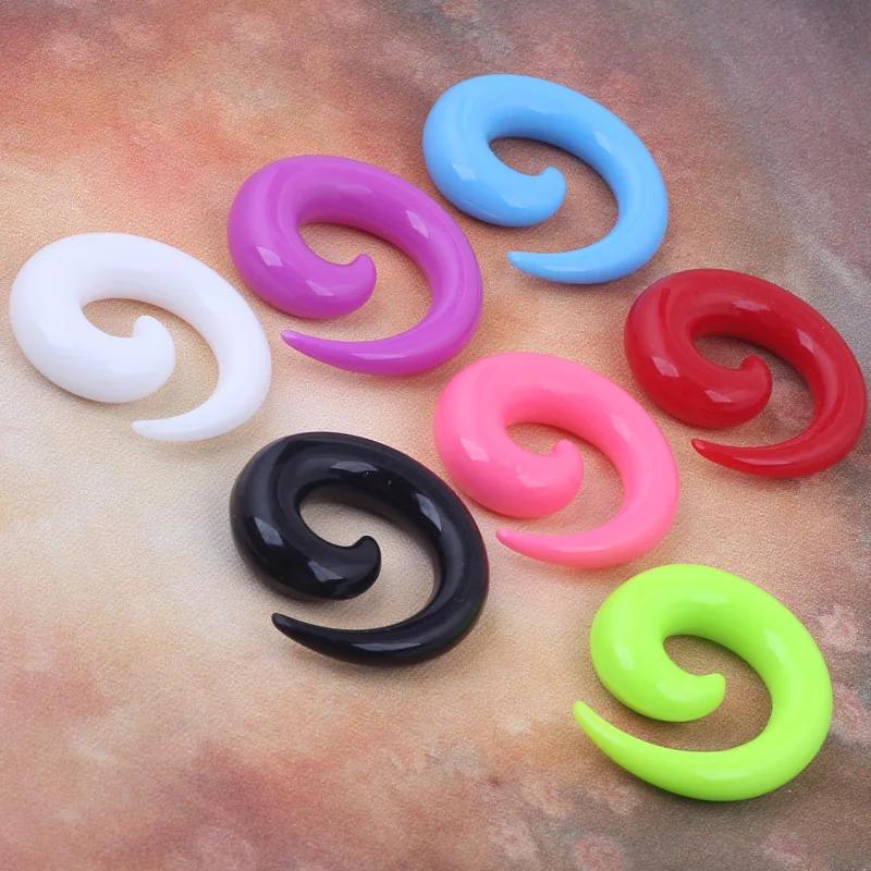 Acrylic Black 1.6=10mm Spiral Taper Ear Expanders Jewelry Plug Gauges