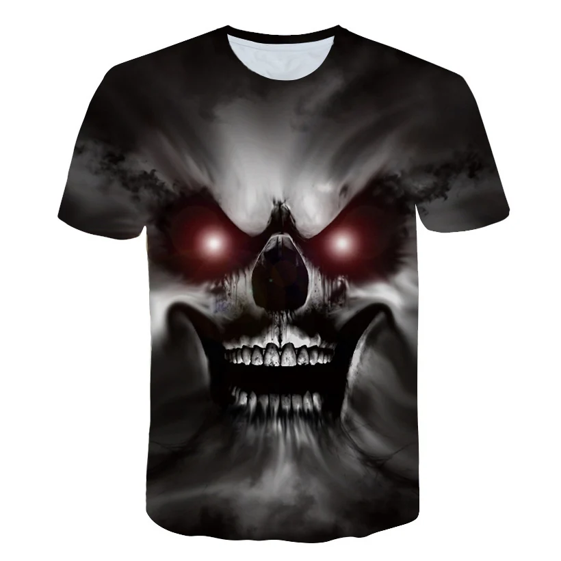 Белая 3D футболка с черепом Мужская мужская летняя высокого качества Camiseta