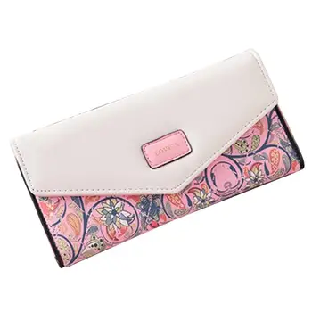 

2019 Hot Fashion Women Tri-fold Flower Print Purse Faux Leather Long Wallet Clutch Bag