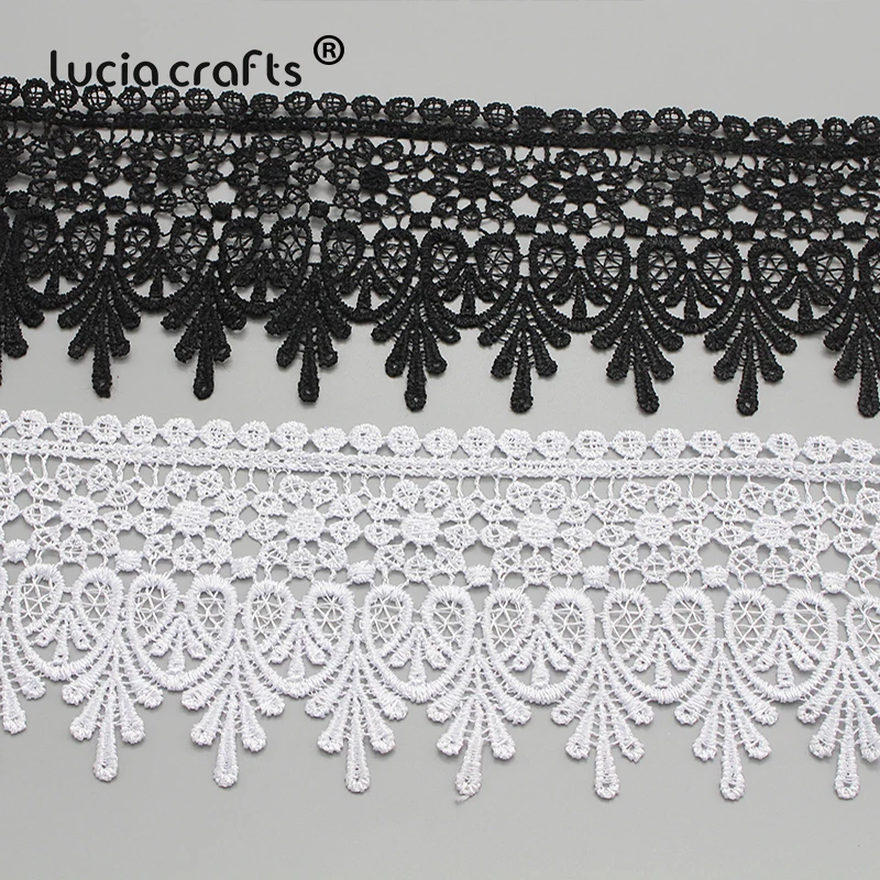Lucia crafts 1y/2y 9 см черный/белый вышитая Сетка кружевная ткань отделка ленты DIY Швейные материалы ручной работы для поделок N0508