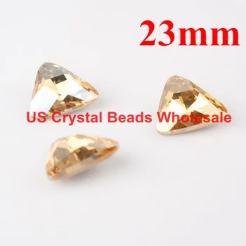 

Free shipping! Wholesale 23mm 50pcs/lot 4727 triangle shape crystal fancy stone glass golden shade colour F3614