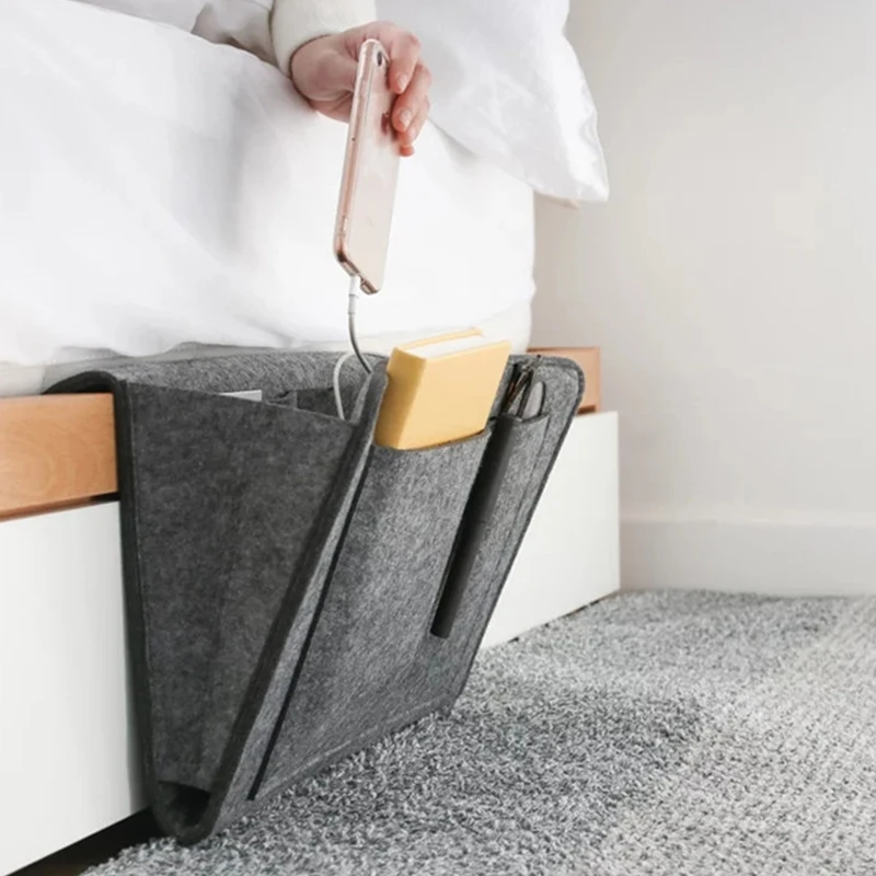 

Felt Storage Bag Bedside Hanging Storage Organizer Holder with Multi Small Pockets for Organizing Tablet Magazine Phone Things