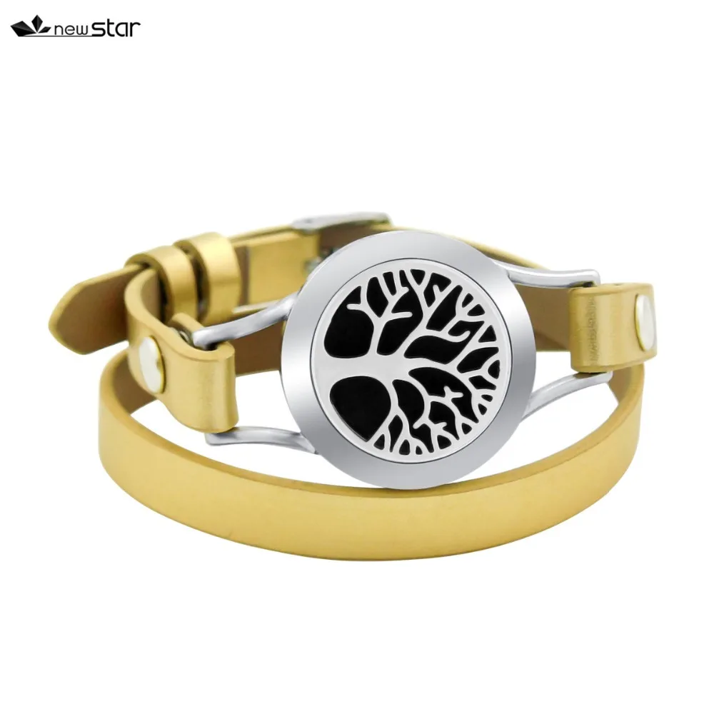 NS-BS079-7 Diffuser Leather Locket Bracelet_