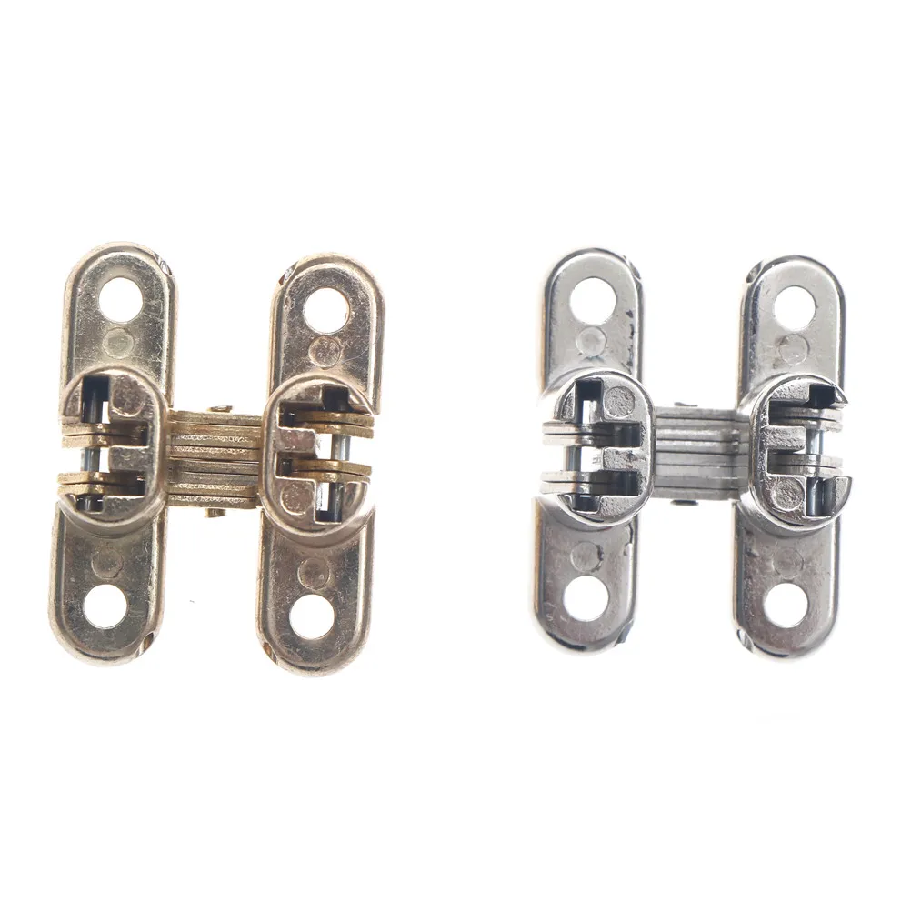 Goedkoop 41.8*22*30mm 1 stks Invisible Verborgen Cross Deur Scharnier zinklegering Verborgen Scharnieren Voor Vouwen Deur meubels Hardware