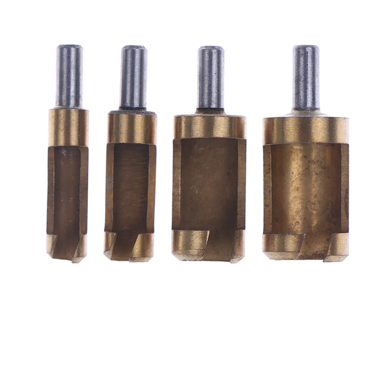 Beste 4 stks set Titanium Coated Plug Cutter Teller Vervelen Set DIY 6 16mm 4 stuk Gat Hout Hout Boor power Tool Boor