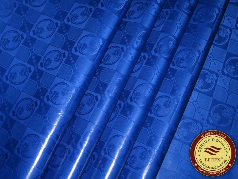 

Bazin Riche Tissu Royal Blue Damask African Jacquard Garment Fabric Guinea Brocade 100% Cotton With Perfume For Abaya Cloth