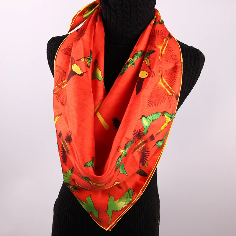 real silk orange bird spring scarf luxury famous brand 100 pure silk