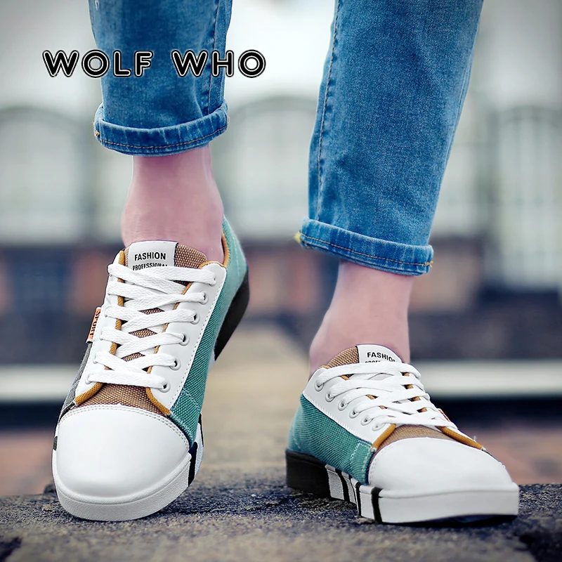 

WOLF WHO 2019 Spring New Brand Male Casual Canvas Shoes Breathable Fashion Men Denim Sneaker Flats Shoes Tenis Masculino X-059