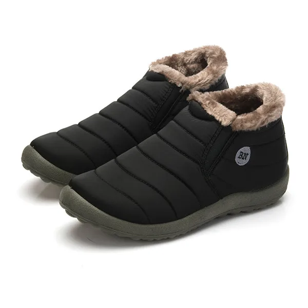 Новая мужская зимняя обувь без шнуровки плюшевые теплые зимние ботинки повседневная обувь с хлопковой подкладкой на нескользящей подошве водонепроницаемые лыжные ботинки большой размер 48