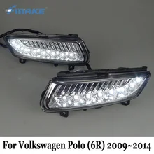 SMRKE DRL For Volkswagen Polo 6R 2009~2014 / Car LED Daytime Running Lights With Fog Lamp / Fog Lamp Frame Car Styling