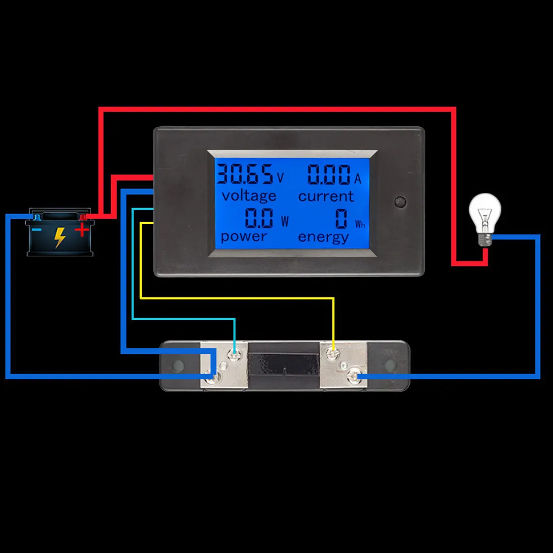 Цифровой измеритель напряжения тока, энергии, постоянного тока 6,5-100 в, 0-100А, ЖК-дисплей, мультиметр, амперметр, вольтметр, 100А, шунт тока