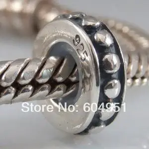 

Free Shipping 5PCS/lot 925 Sterling Silver Focal Round Stopper Charm with Rubber Beads Fits European Style Bracelets Wholesale