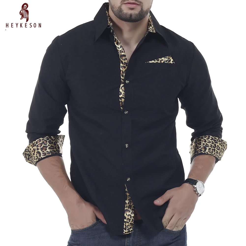 Camisa HEYKESON 2018, de moda, para hombre, leopardo, camisa de manga camisas casuales, delgadas para hombres, XXL CNKS|shirt casual slim|male long-sleeve shirtmale shirt - AliExpress