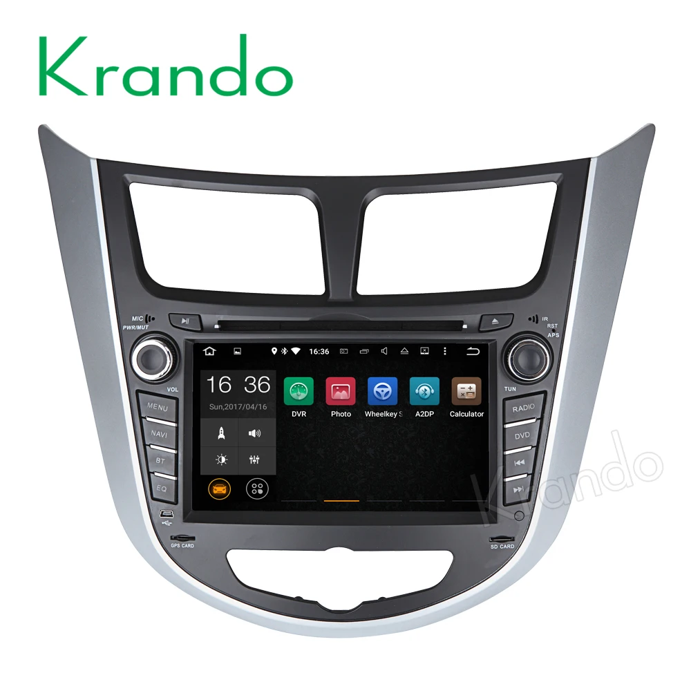 Автомагнитола Krando 7 дюймов Android 8 0 gps dvd плеер для Hyundai Accent Solaris 2011 + аудио навигация